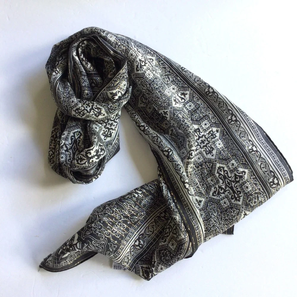 OSCAR DE LA RENTA SILK NECK HAIR BAG SCARF